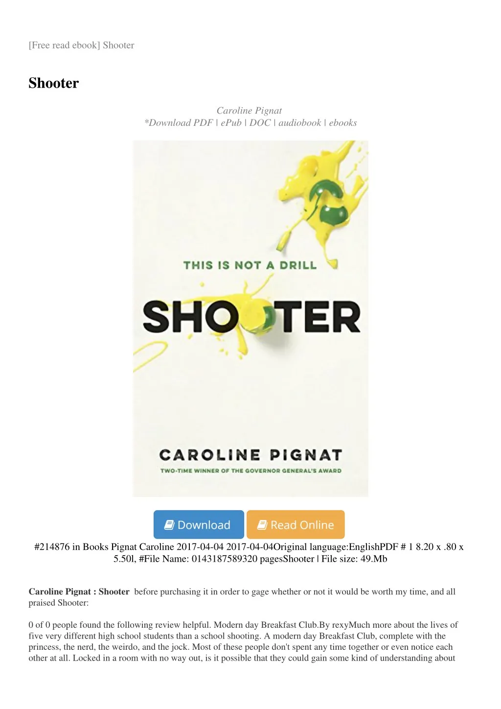free read ebook shooter