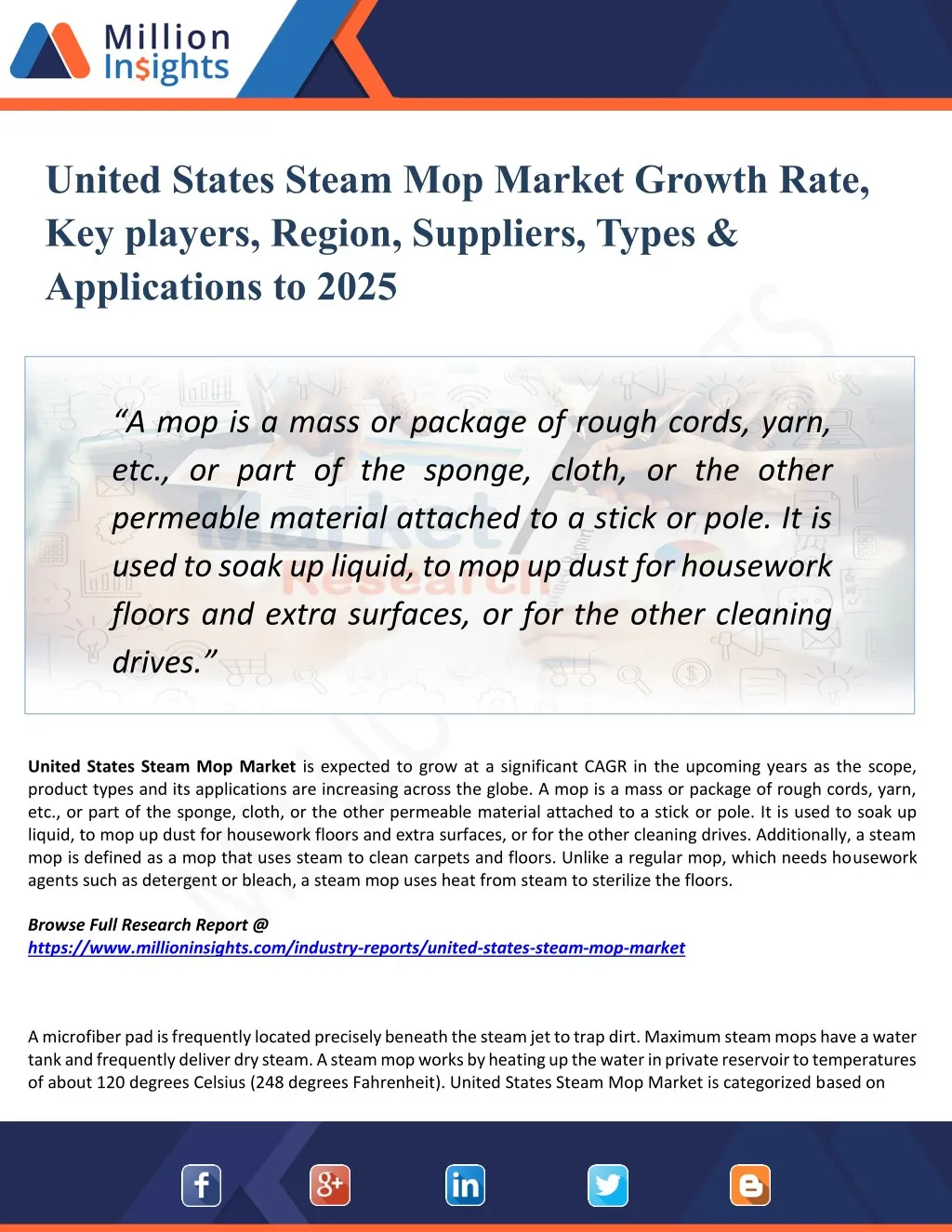 united states steam mop market growth rate
