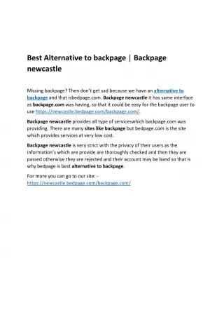 Best Alternative to backpage | Backpage newcastle