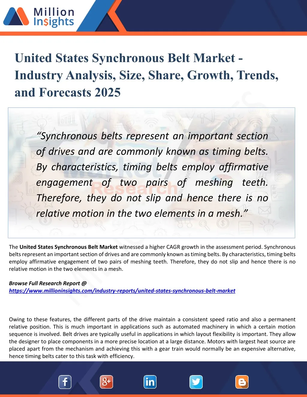 united states synchronous belt market industry