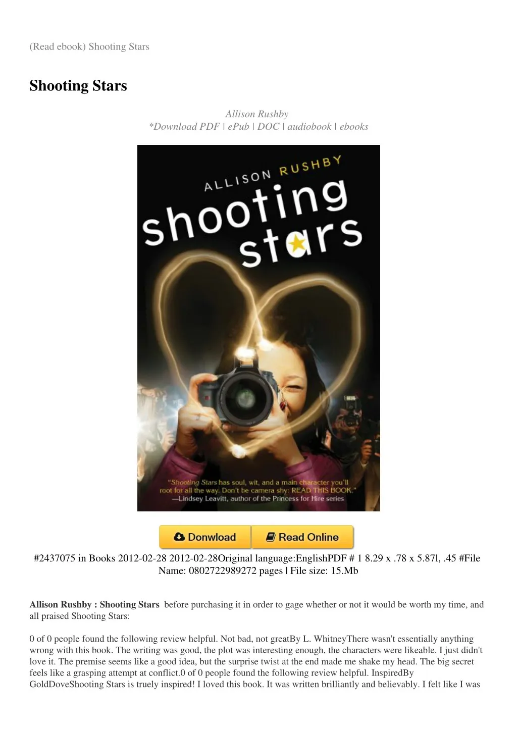 read ebook shooting stars
