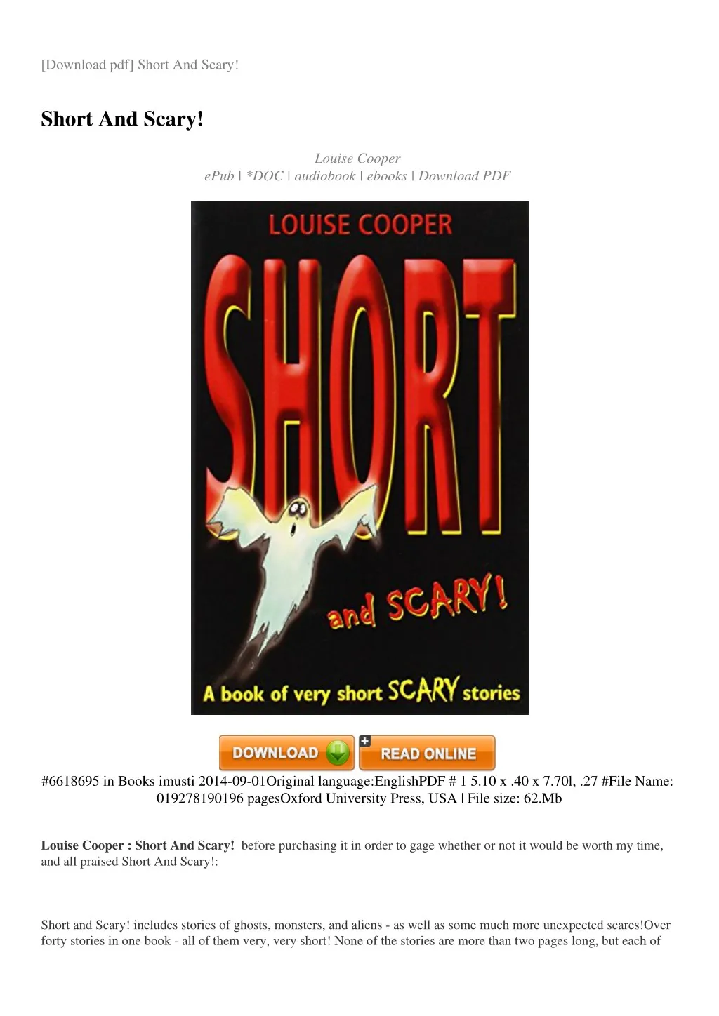 download pdf short and scary