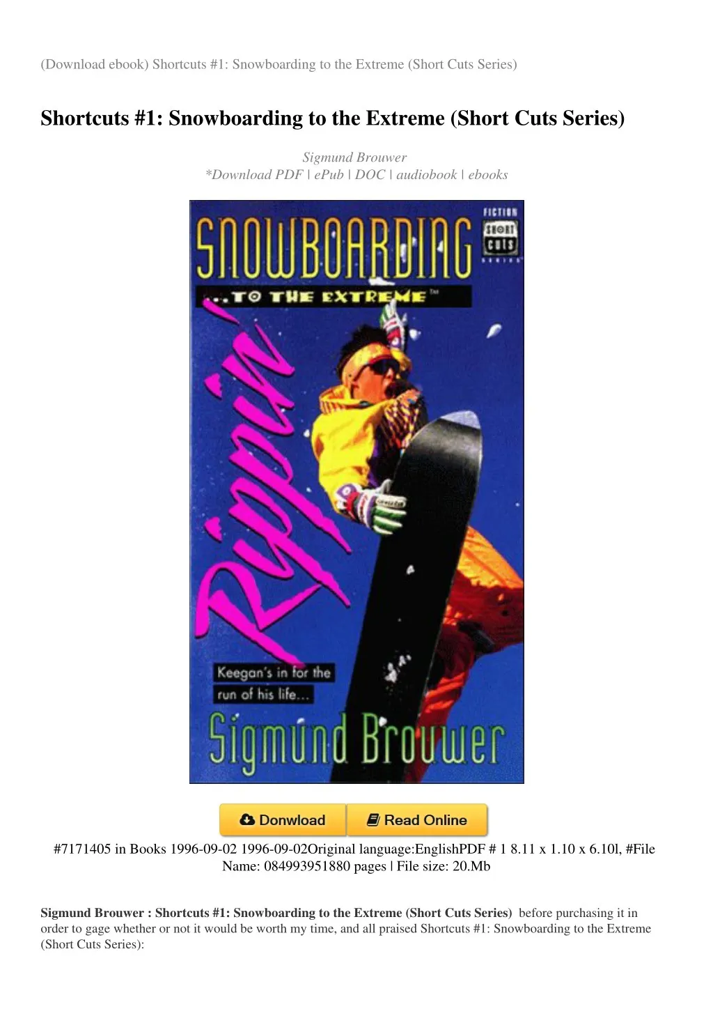 download ebook shortcuts 1 snowboarding