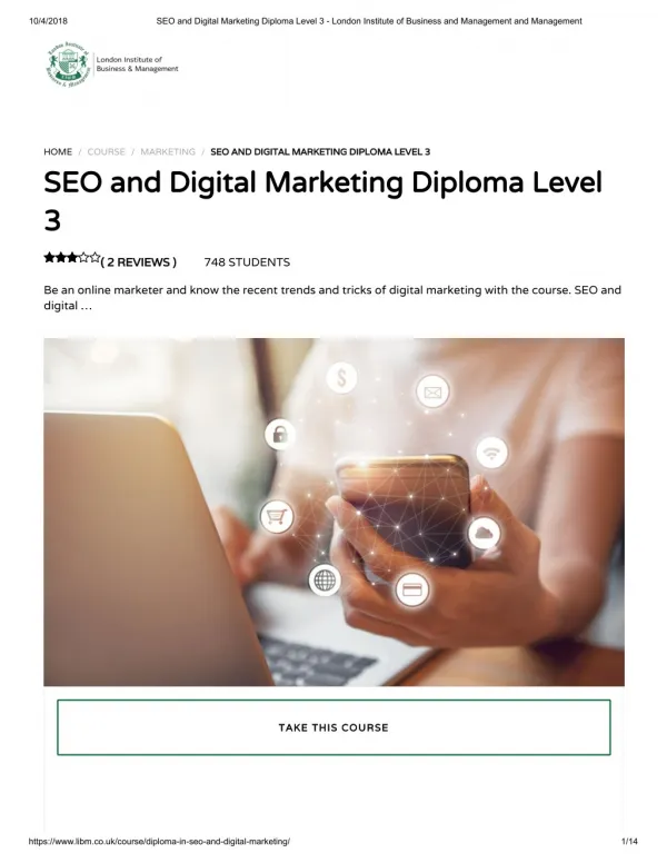 SEO and Digital Marketing Diploma Level 3 - LIBM