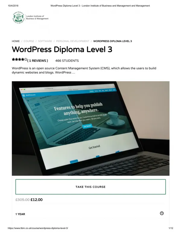 WordPress Diploma Level 3 - LIBM