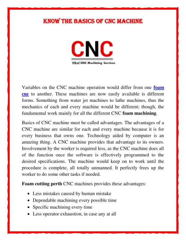 Know The Basics of CNC Machine
