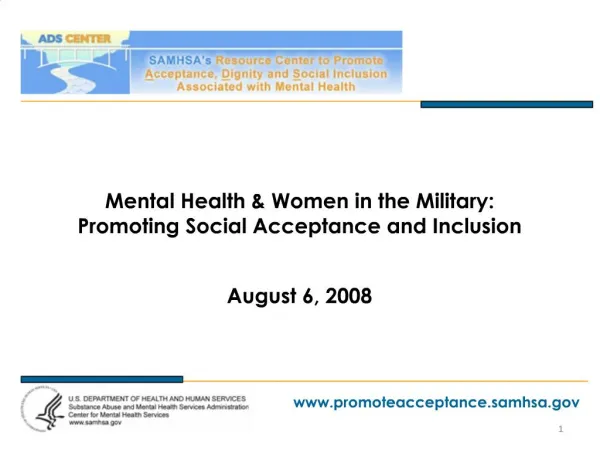 Mental Health Women in the Military: Promoting Social Acceptance and Inclusion