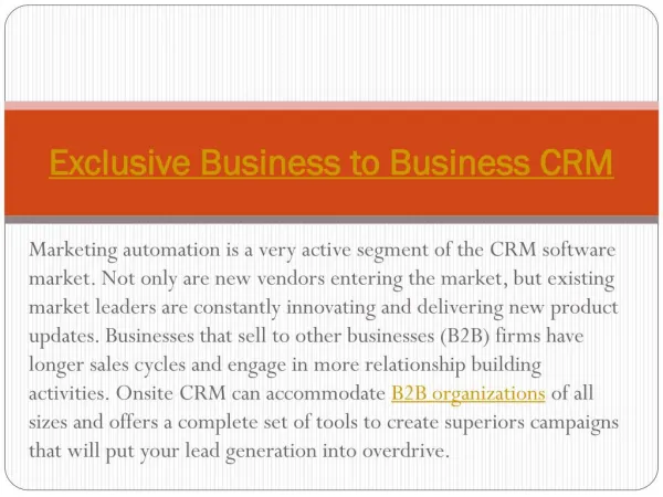 Exclusive Business to Business CRM