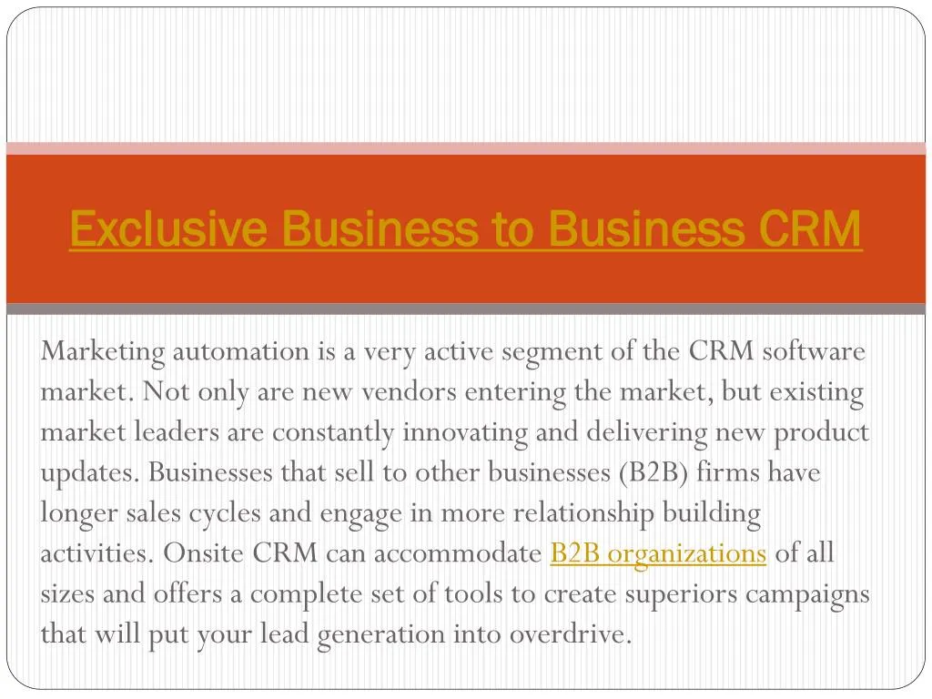 exclusive business to business crm