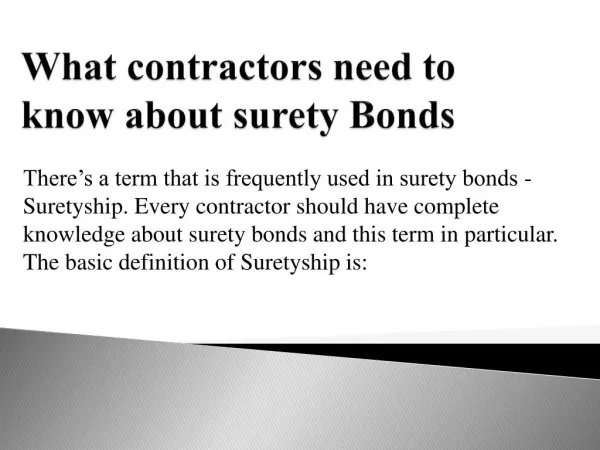 What contractors need to know about surety Bonds