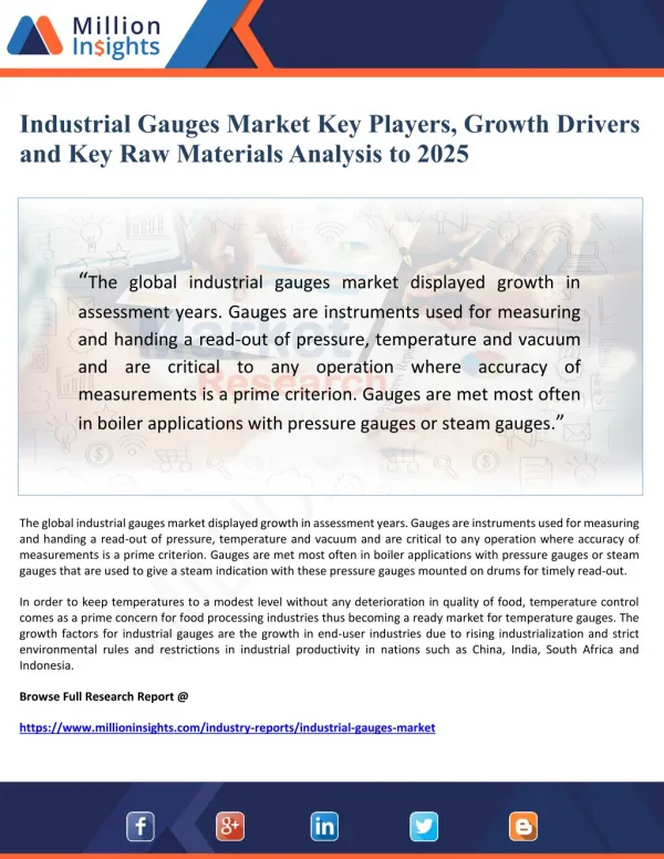 Industrial Gauges Market Key Players, Growth Drivers and Key Raw Materials Analysis to 2025
