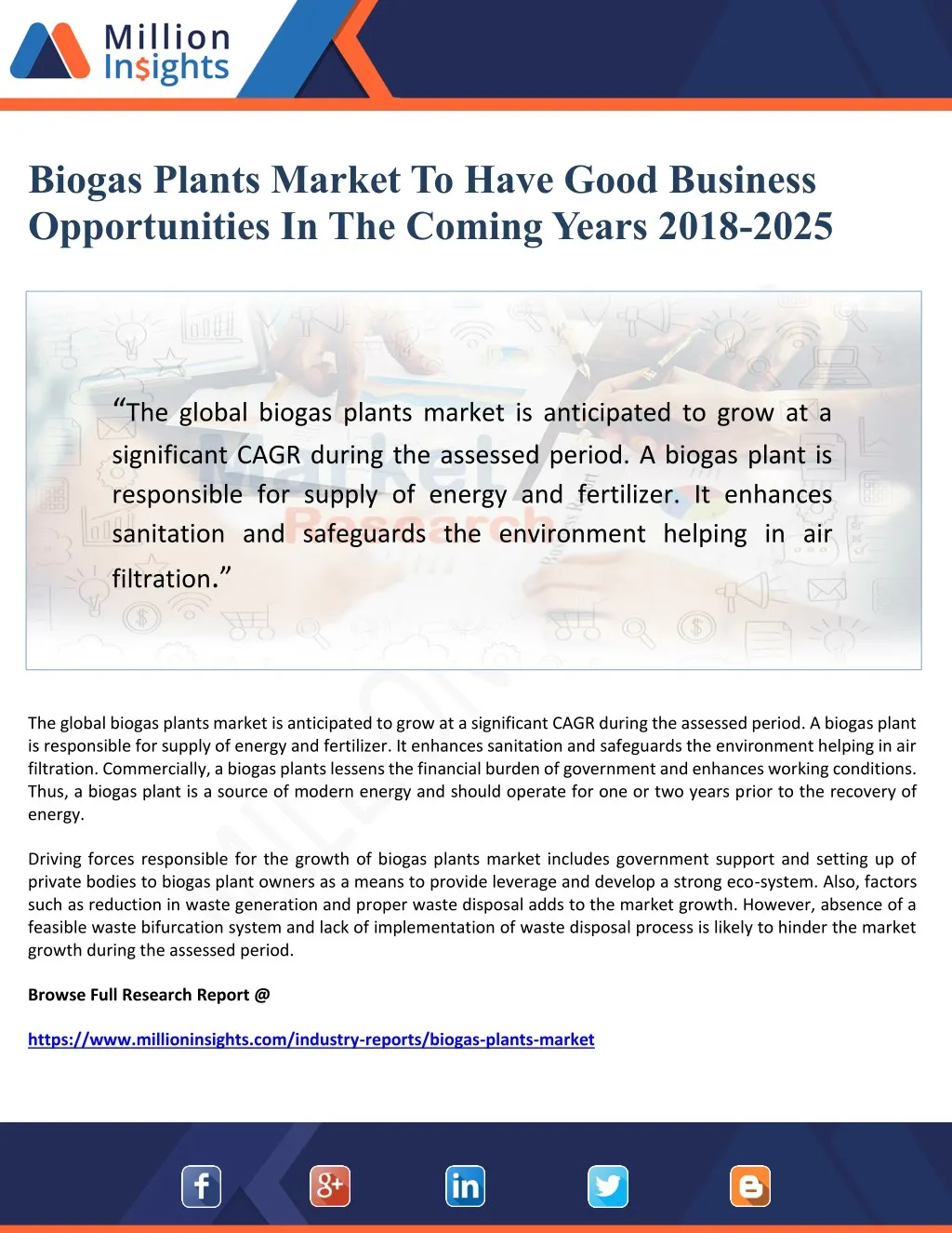 biogas plants market to have good business