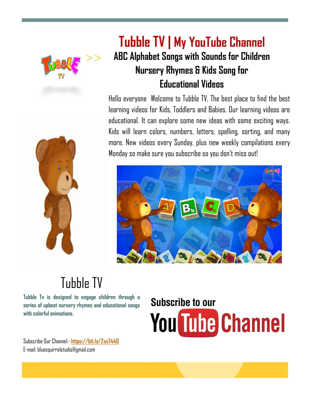 tubble tv my youtube channel abc alphabet songs