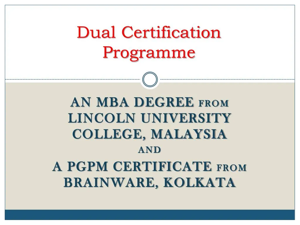 dual certification programme