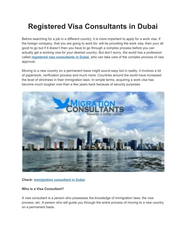 Registered Visa Consultants in Dubai