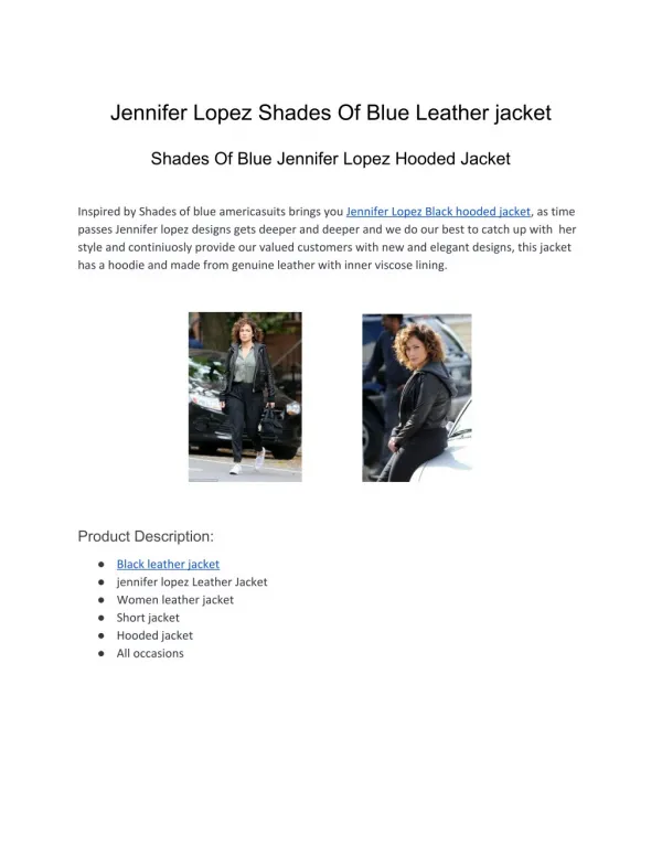 Jennifer Lopez Shades Of Blue Leather jacket