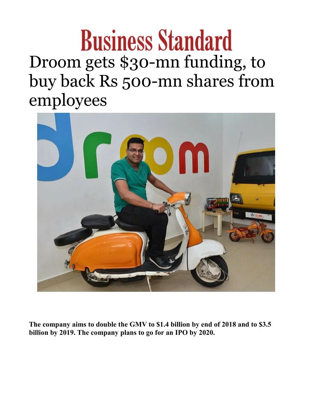 droom gets 30 mn funding to buy back