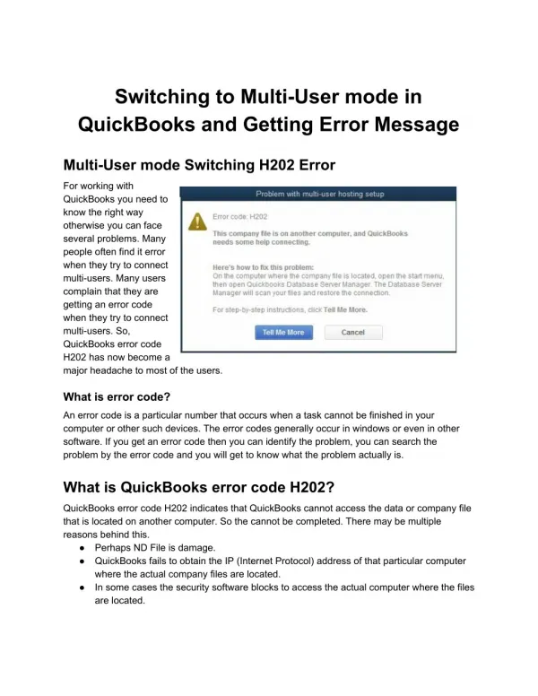 Switching to Multi-User mode in QuickBooks and Getting Error Message
