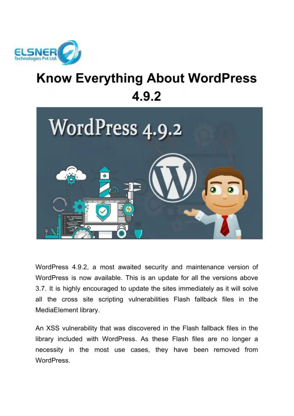 All You Need To Know About WordPress 4.9.2