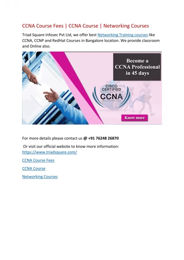 CCNA Course Fees | CCNA Course | Networking Courses