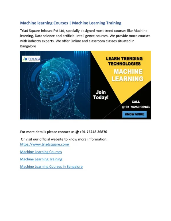 Machine learning Courses | Machine Learning Training