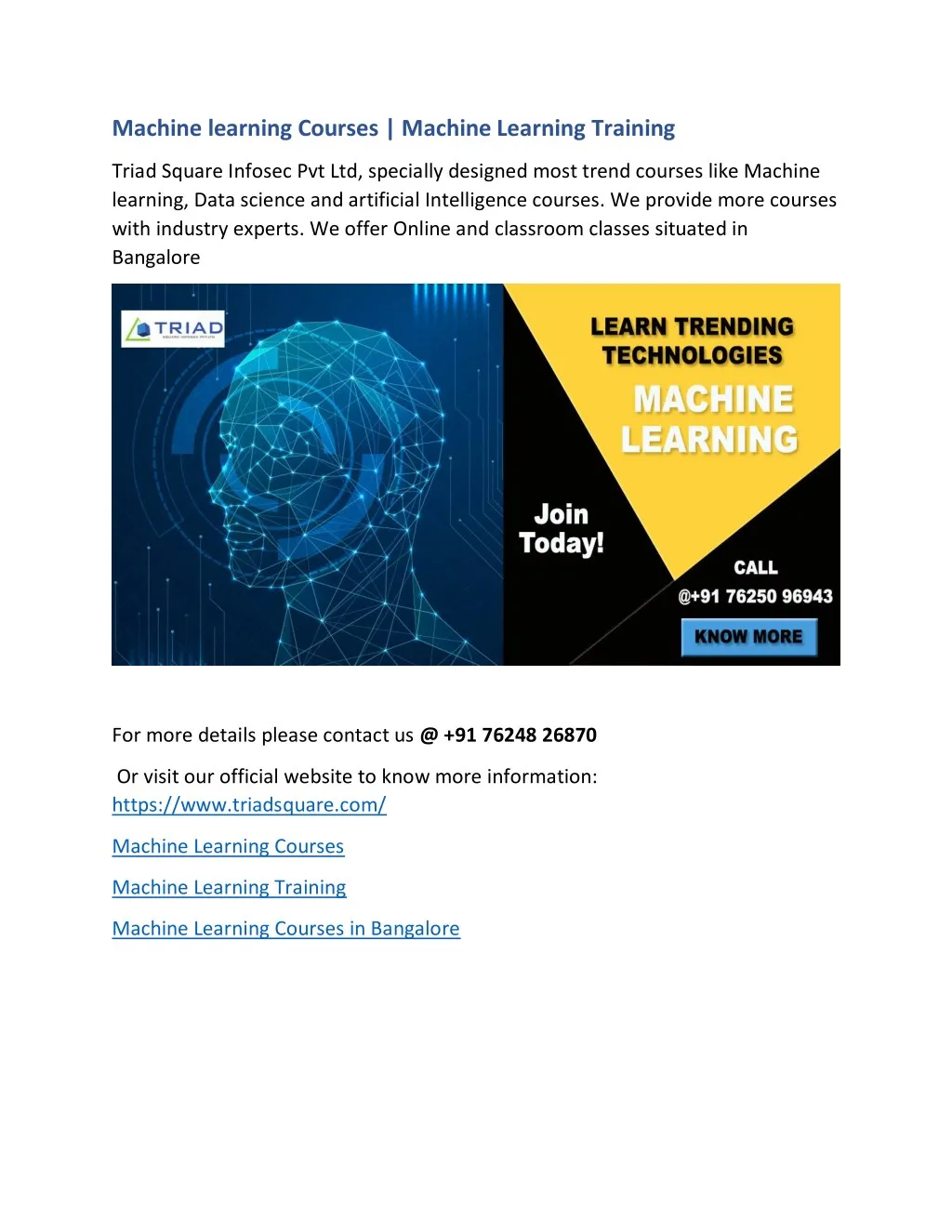 machine learning courses machine learning training