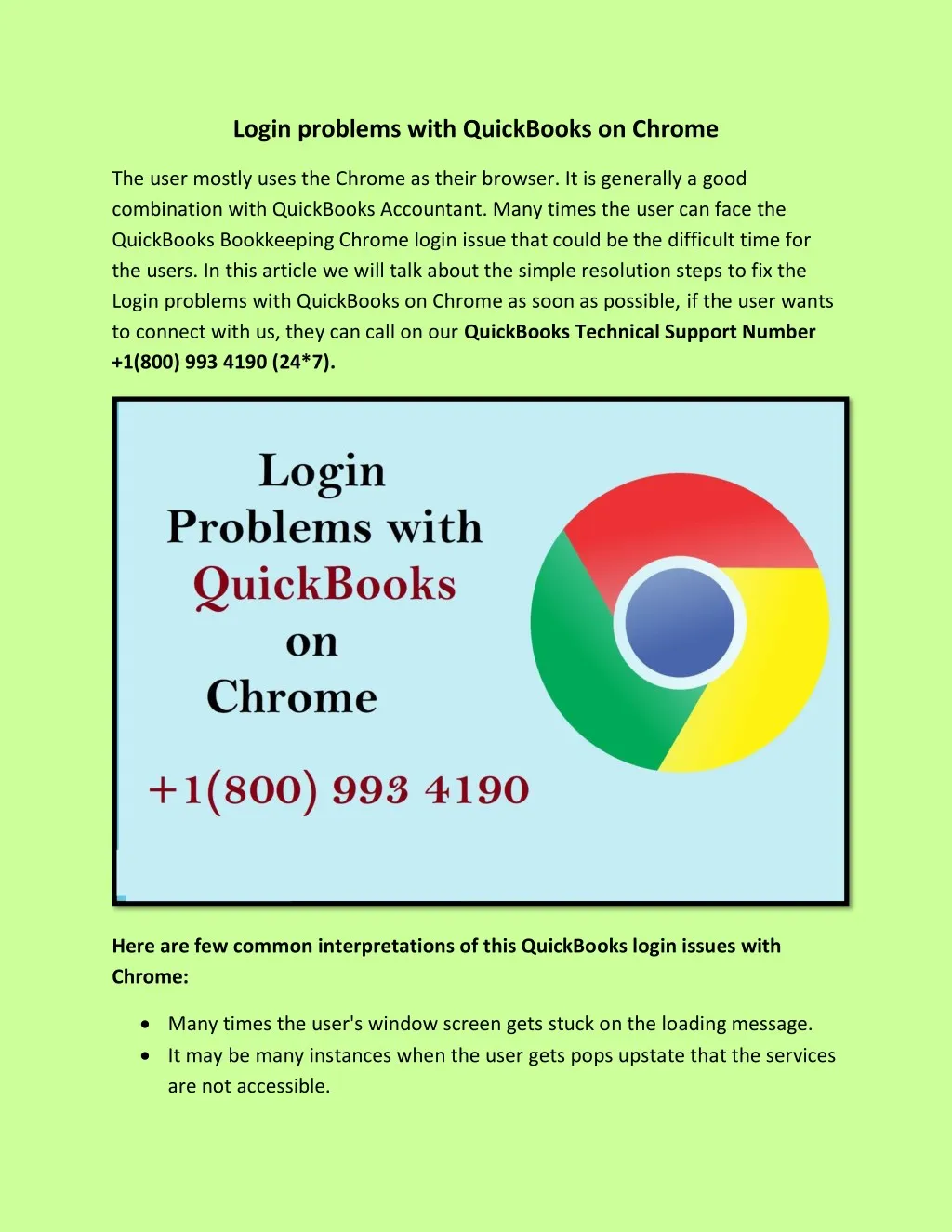 login problems with quickbooks on chrome
