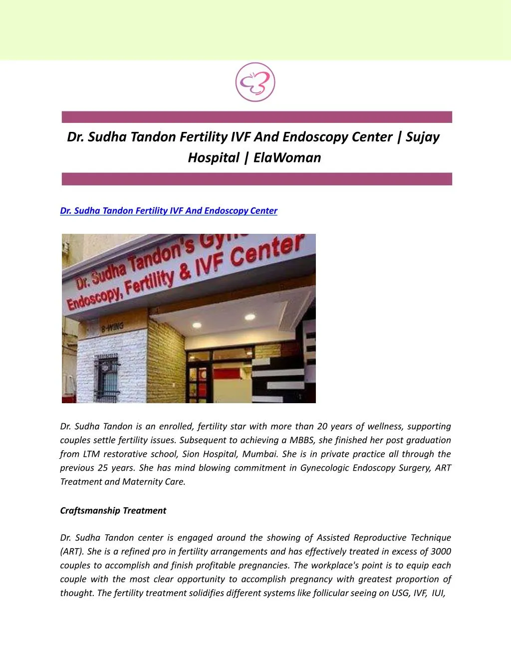 dr sudha tandon fertility ivf and endoscopy