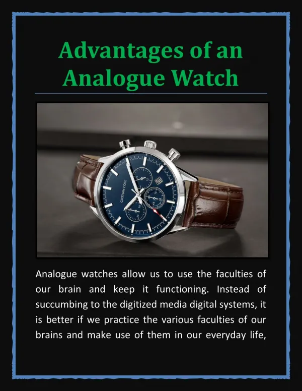 Advantages of an Analogue Watch