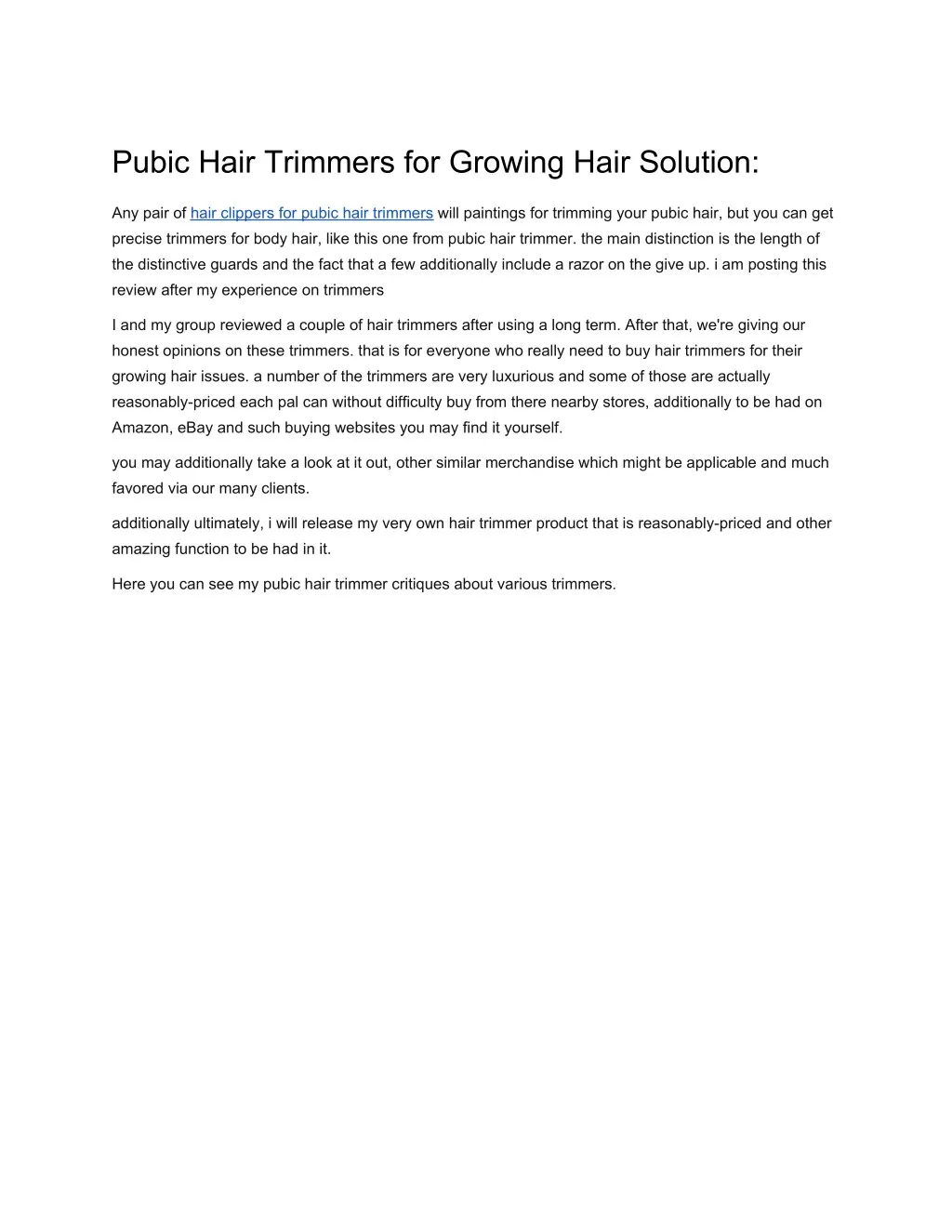 pubic hair trimmers for growing hair solution