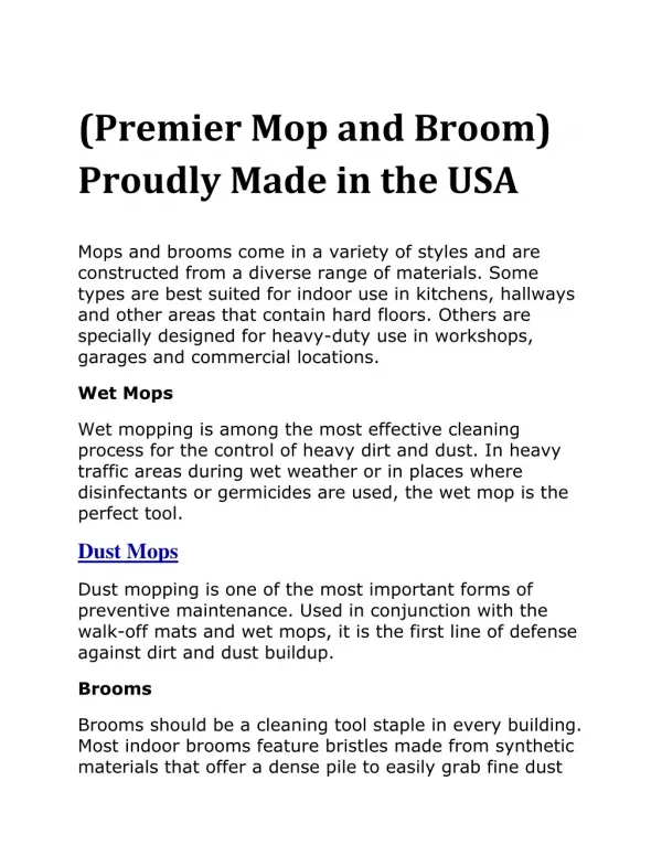 Premier Mop and Broom