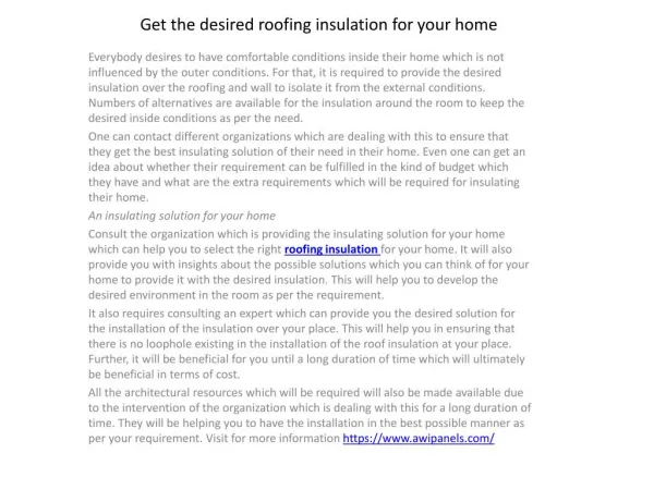 Get the desired roofing insulation for your home