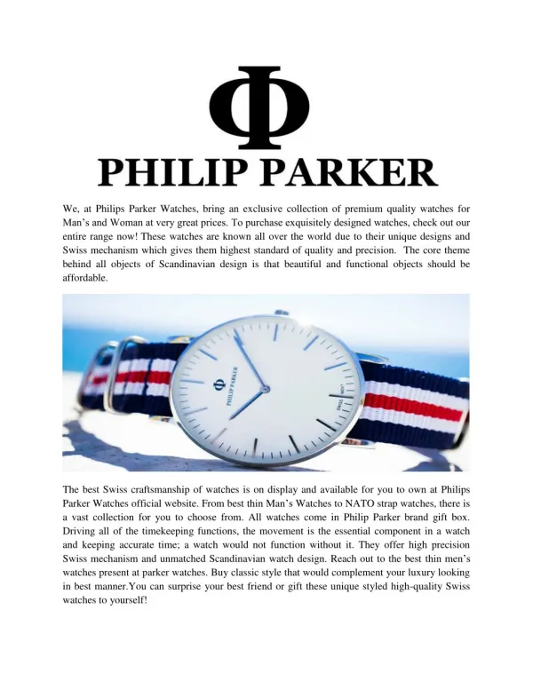 You Can Shop from the Best Thin Men’s Watches - Philip Parker Watches