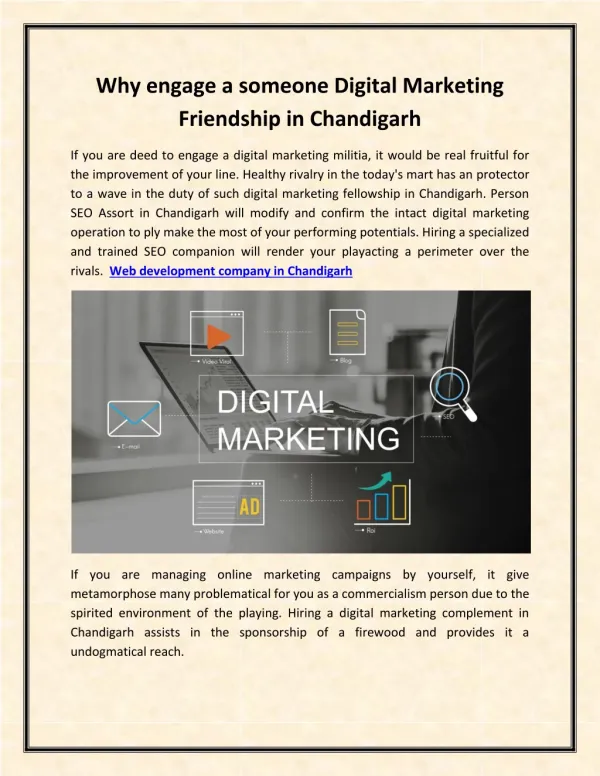 Why engage a someone Digital Marketing Friendship in Chandigarh