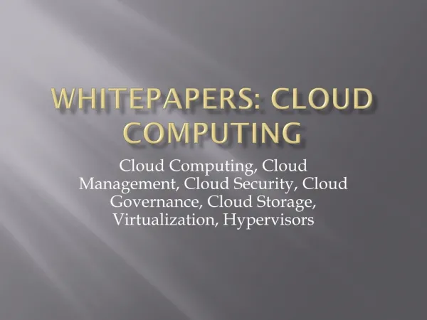 Cloud Computing Whitepapers - Final