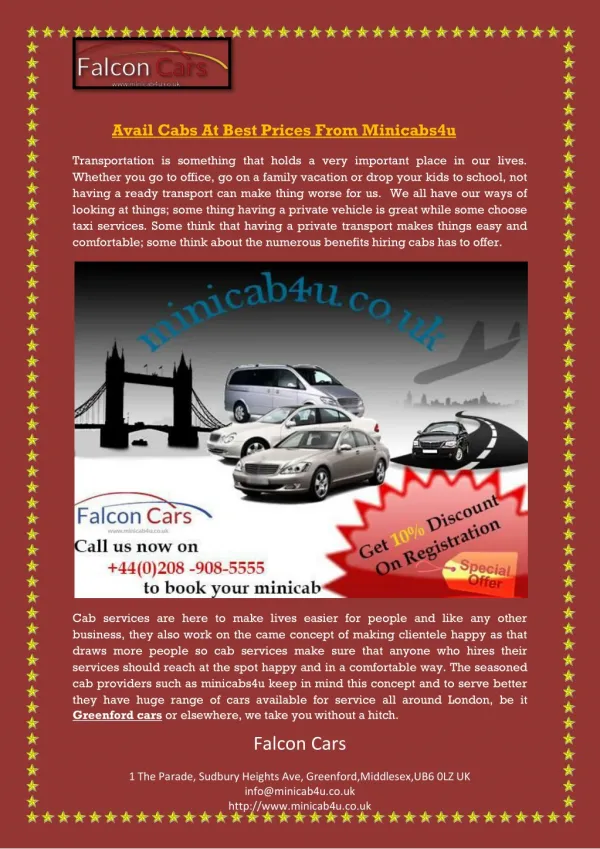 Avail Cabs At Best Prices From Minicabs4u