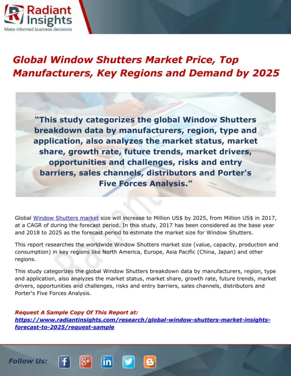 Global Window Shutters Market Price, Top Manufacturers, Key Regions and Demand by 2025