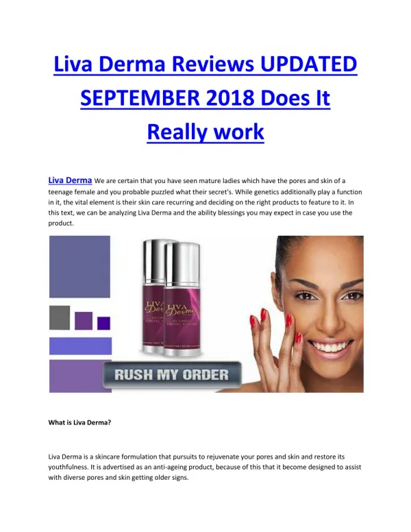 Liva Derma Reviews UPDATED SEPTEMBER 2018 Does It Really work