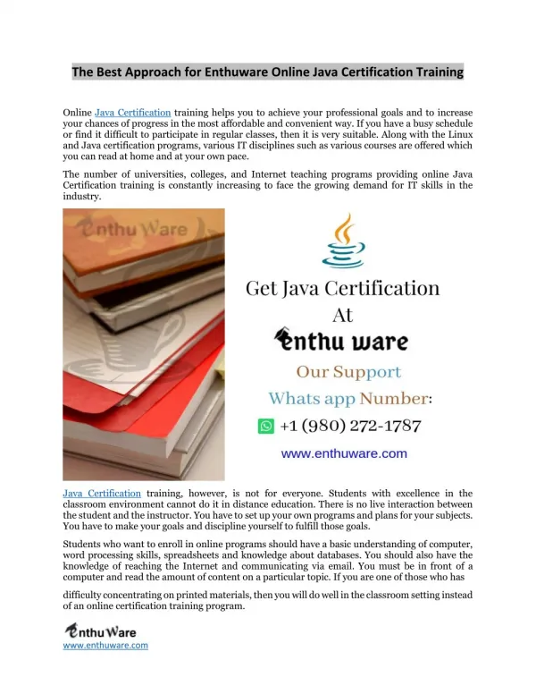 The Best Approach for Enthuware Online Java Certification Training