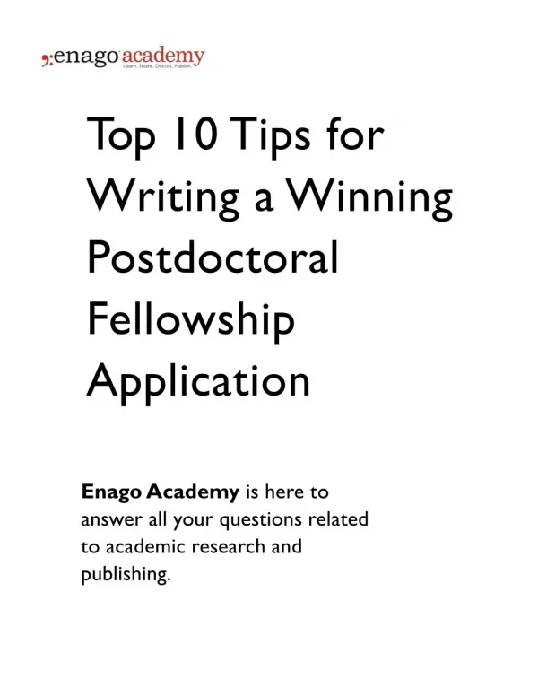 Top 10 Tips for Writing a Winning Postdoctoral Fellowship Application - Enago Academy