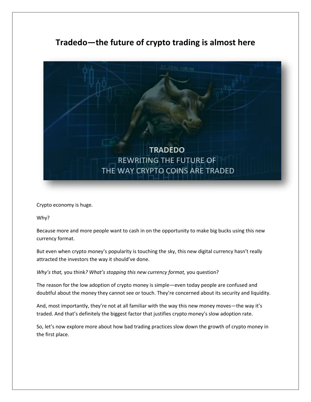 tradedo the future of crypto trading is almost