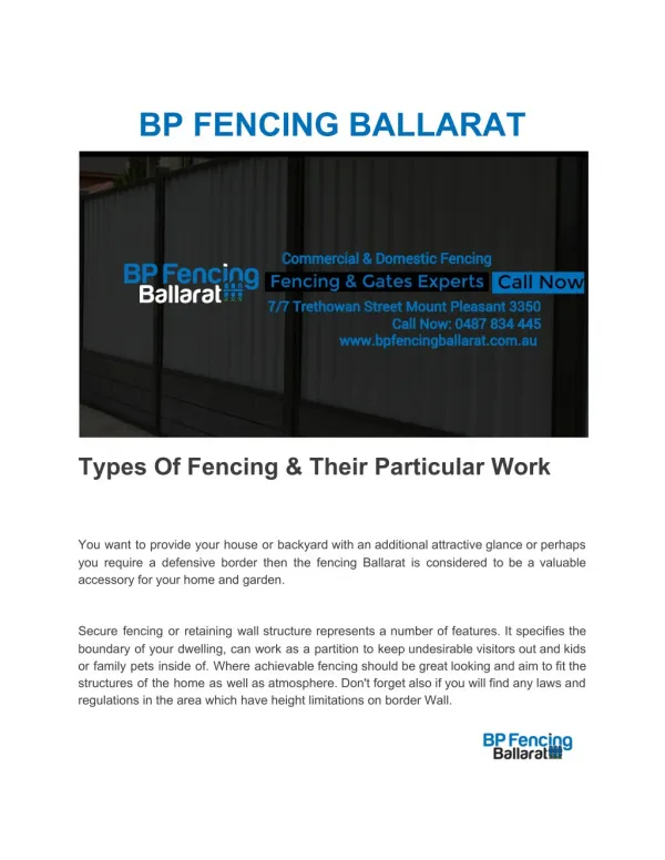 BP Fencing Ballarat | Fencing Experts