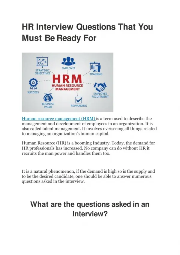 HR Interview Questions That You Must Be Ready For