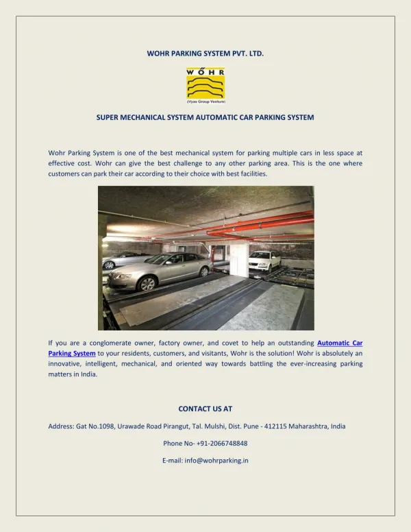 SUPER MECHANICAL SYSTEM AUTOMATIC CAR PARKING SYSTEM