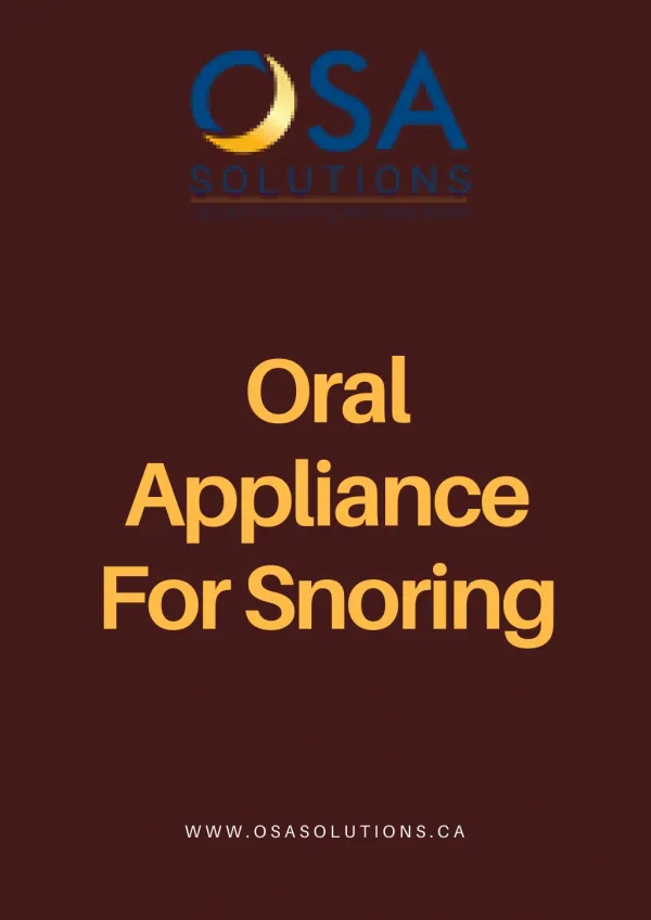 Oral Appliance For Snoring