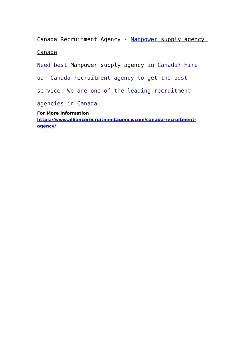 canada recruitment agency manpower