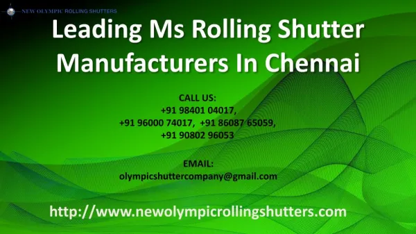 Rolling Shutters Manufacturers In Chennai