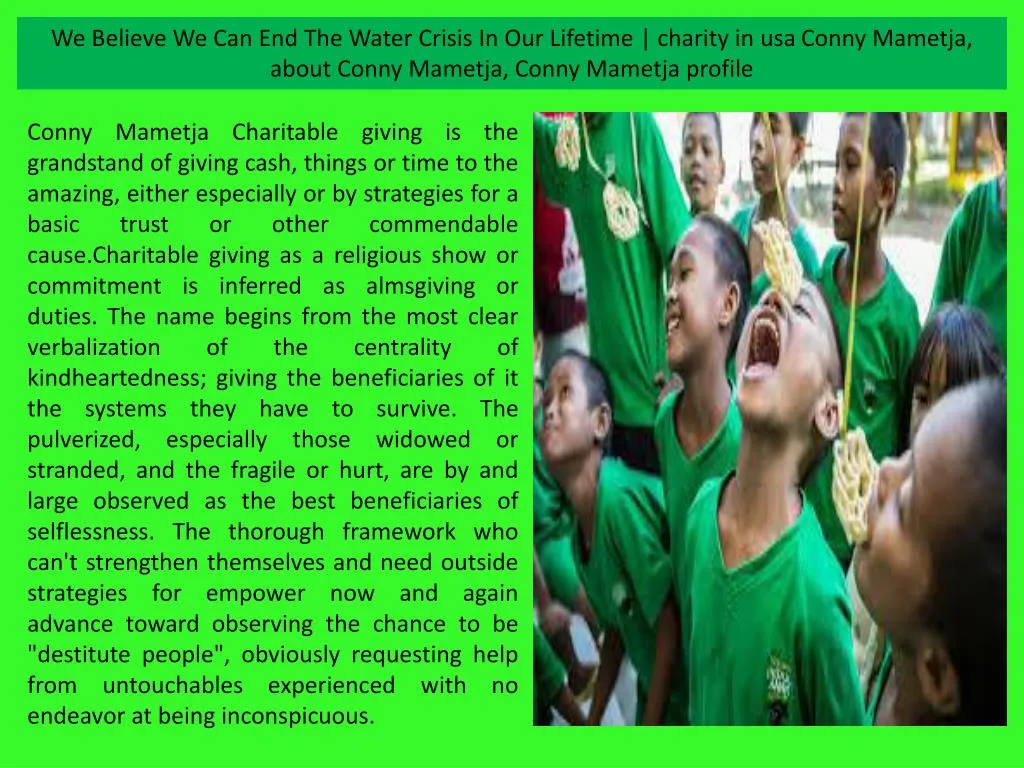 we believe we can end the water crisis