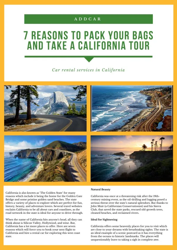 7 Reasons To Pack Your Bags And Take a California Tour!