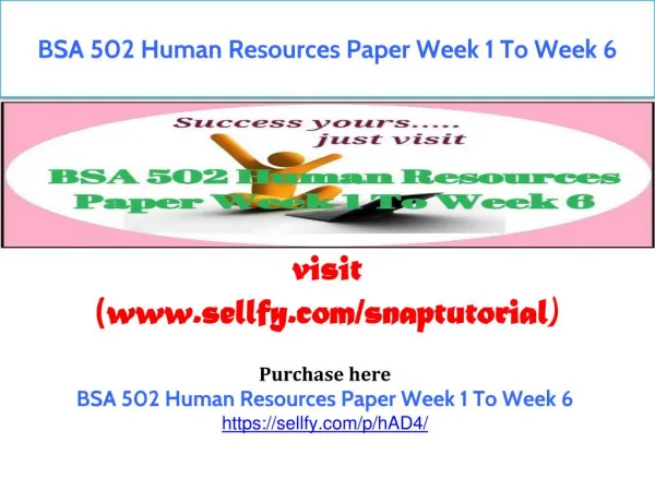 BSA 502 Human Resources Paper Week 1 To Week 6